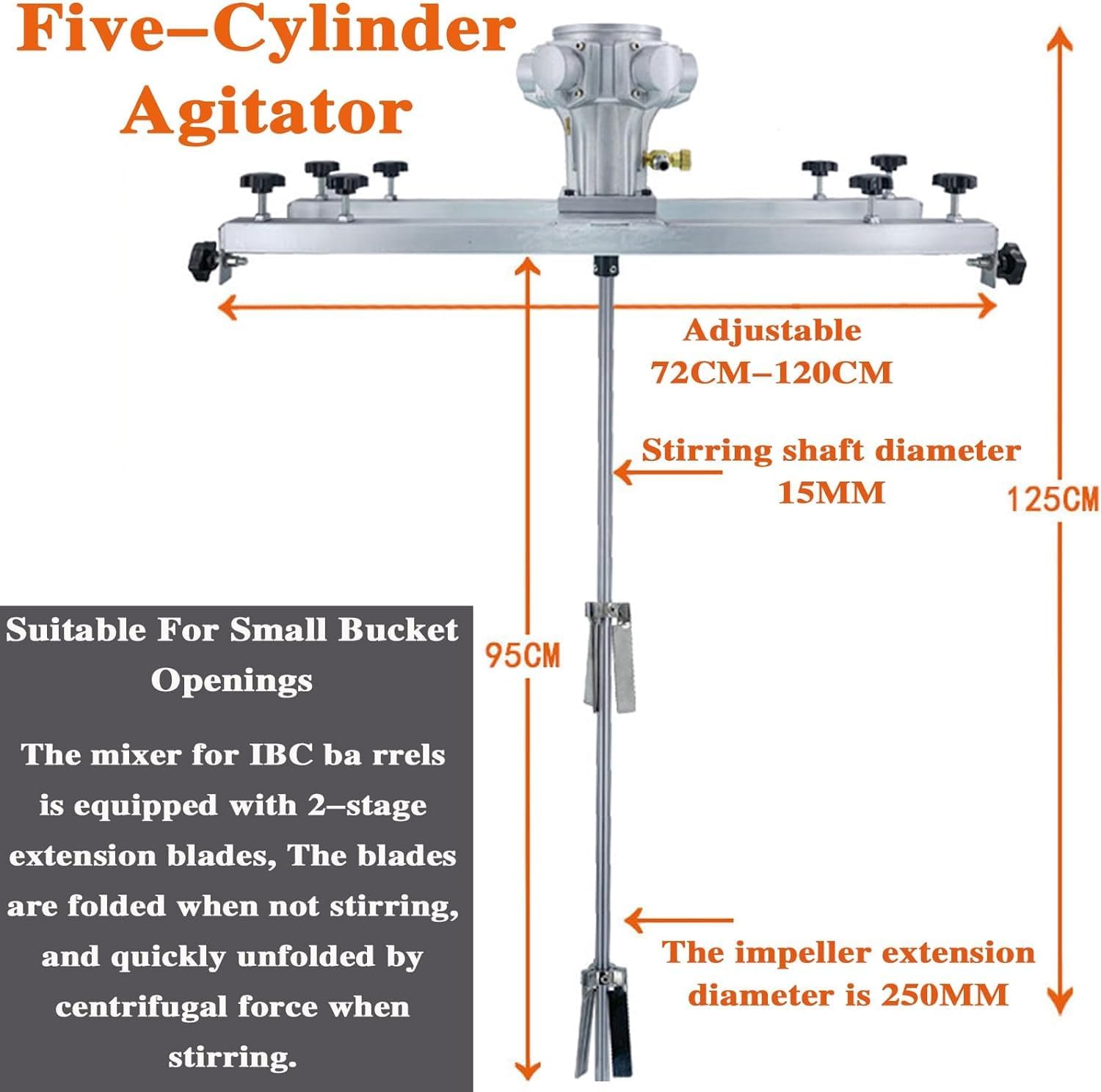 Air Agitator for IBC Tank, 1 Ton/1000L 1HP Pneumatic Paint Mixer, Paint Stirring Machine, Folding Propeller, for Ink Dissolver