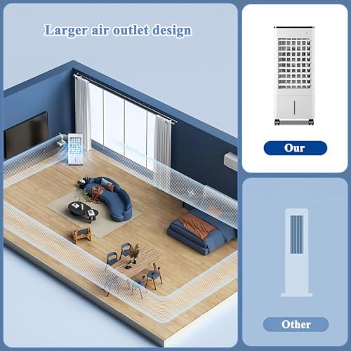 Portable Air Conditioner - 3-in-1 Evaporative Cooler with Remote Control, 15-Hour Timer, Water Tank, and Rolling Casters for Home, Office, and Bedroom Use - White