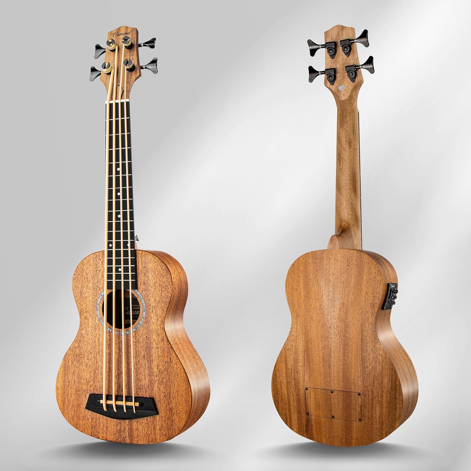 Caramel CUB402 Electric 30inch All Solid Wood Mahogany Ukulele Bass - Tuned as E-A-D-G