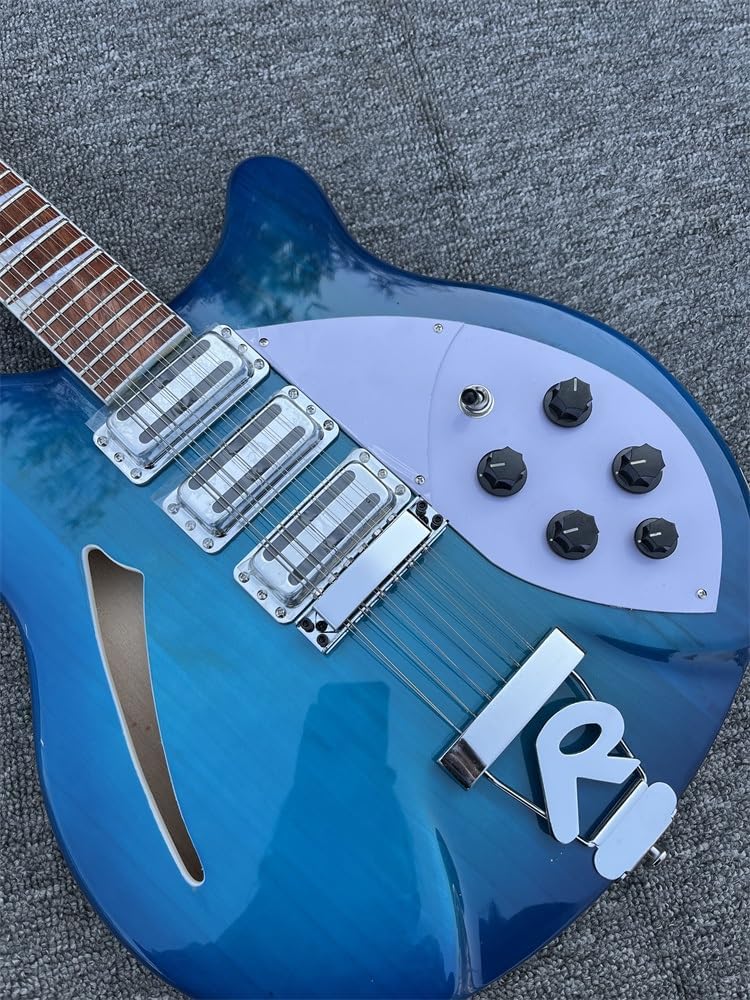 Custom 12-string electric guitar, electric guitar, blue color, rosewood fingerboard