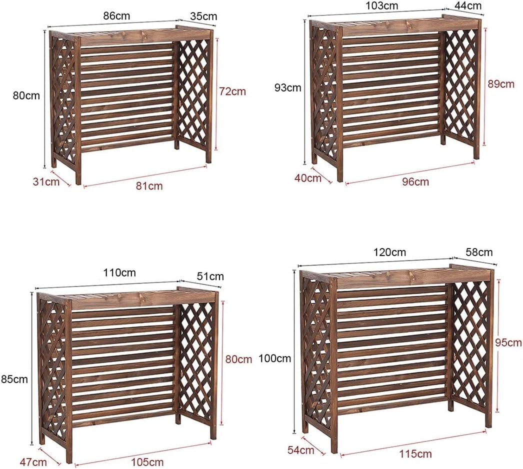 Air Conditioner Fence Screen, Solid Wood Air Conditioning Covers Outdoor, Weatherproof Shutters Central Air Conditioner Covers for Outside Units 120 * 58 * 100Cm