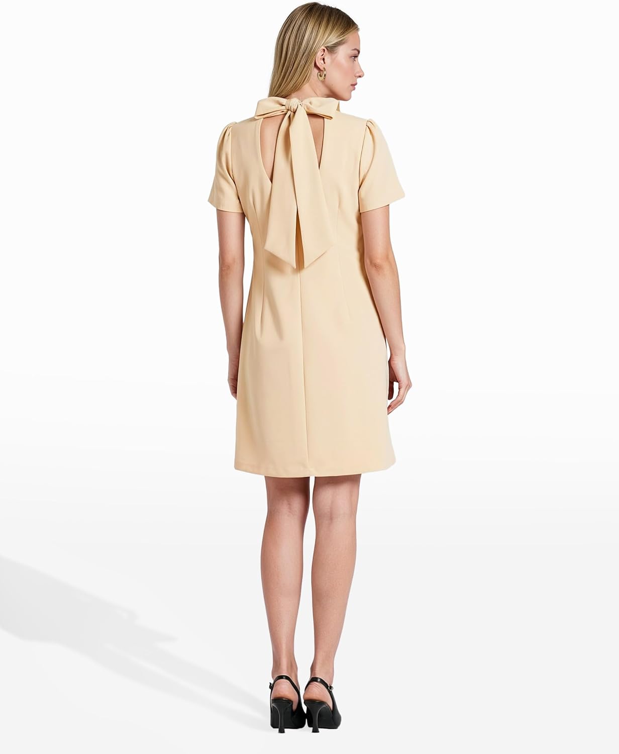 Anne Klein Womens Short Sleeve Applique Shift Dress