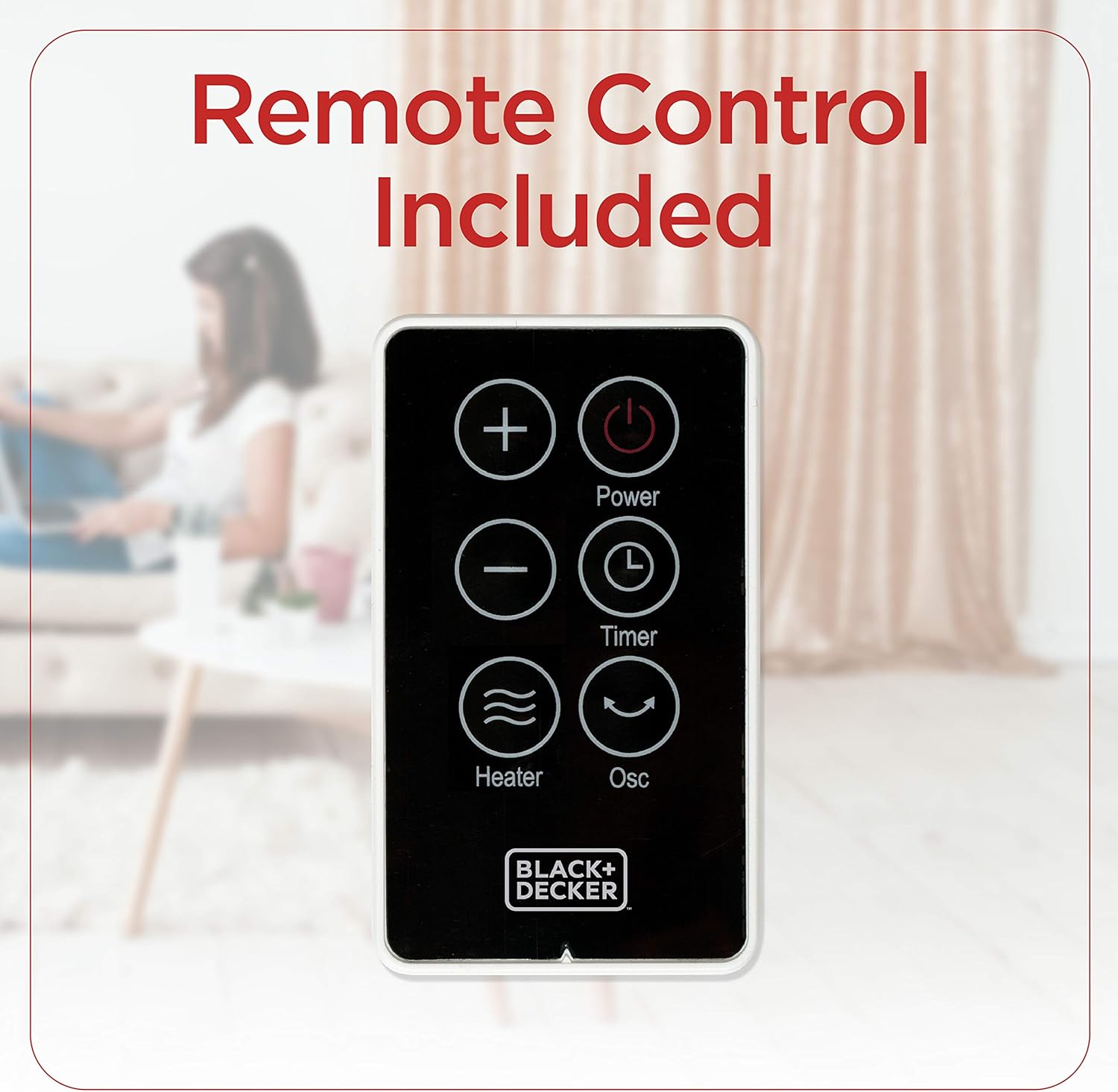 BLACK+DECKER Ceramic Space Heater with Adjustable Thermostat, Tower Heater for Vertical or Horizontal Use, 3 Heat and Fan Only Settings, Oscillation Function, BHVHC15, Black