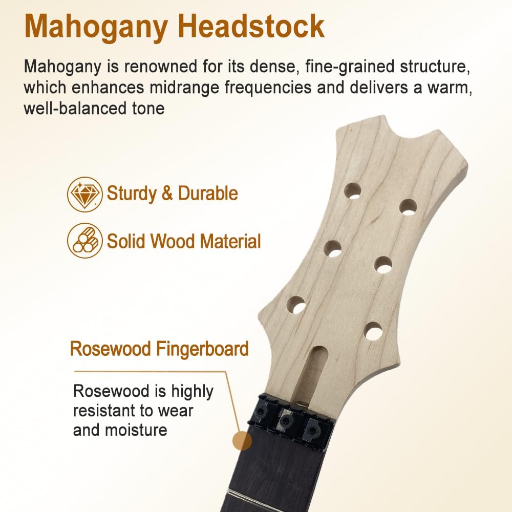 Electric Guitar Kit Basswood guitar body 24 fret 25.5 inch Mahogany Neck Rosewood Fretboard Bolt on heel Build your own guitar kit