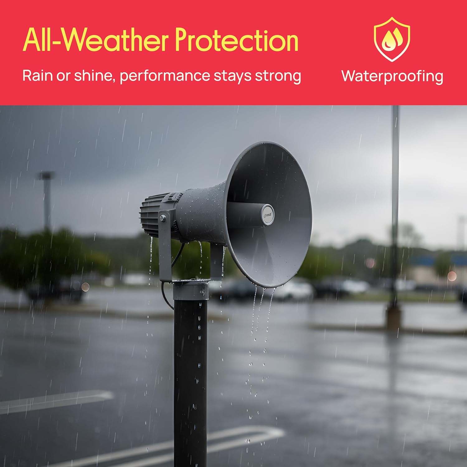 Pyle PA Horn Speaker - 16' 80W Compact Loud Sound Megaphone with 400Hz-5KHz Frequency, 16 Ohm, 100V/70V Transformer, Mounting Bracket, Ideal for Indoor/Outdoor Audio Systems (PHSP16, Gray)