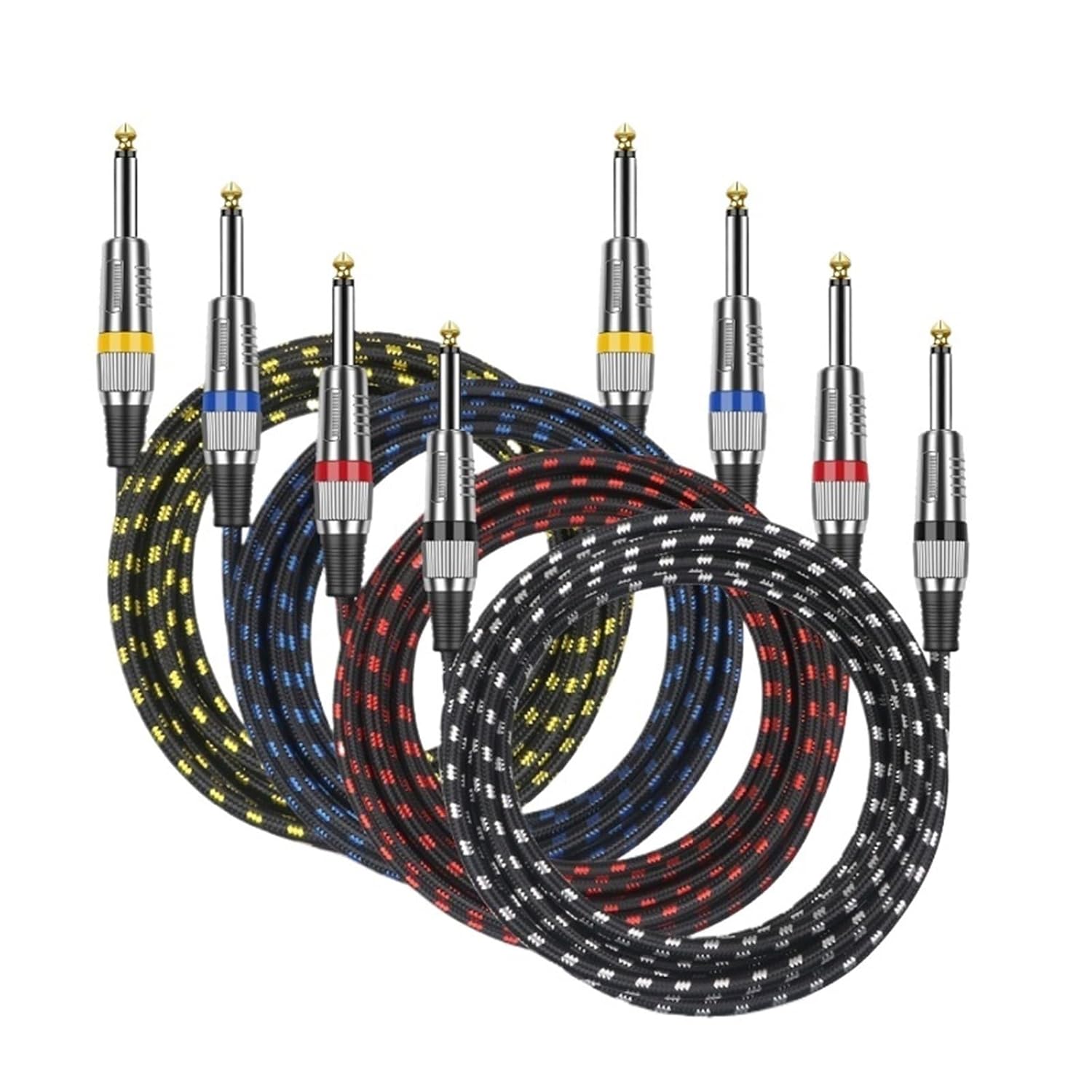 2 Pack TS 6.35 to 6.35 Guitar Cable 6.35 1/4 Inch Mono Jack 6.5mm to 6.5mm Audio Instrument Wire for Bass Mixer Amp Speaker Cord(White-2Packs,0.5m)