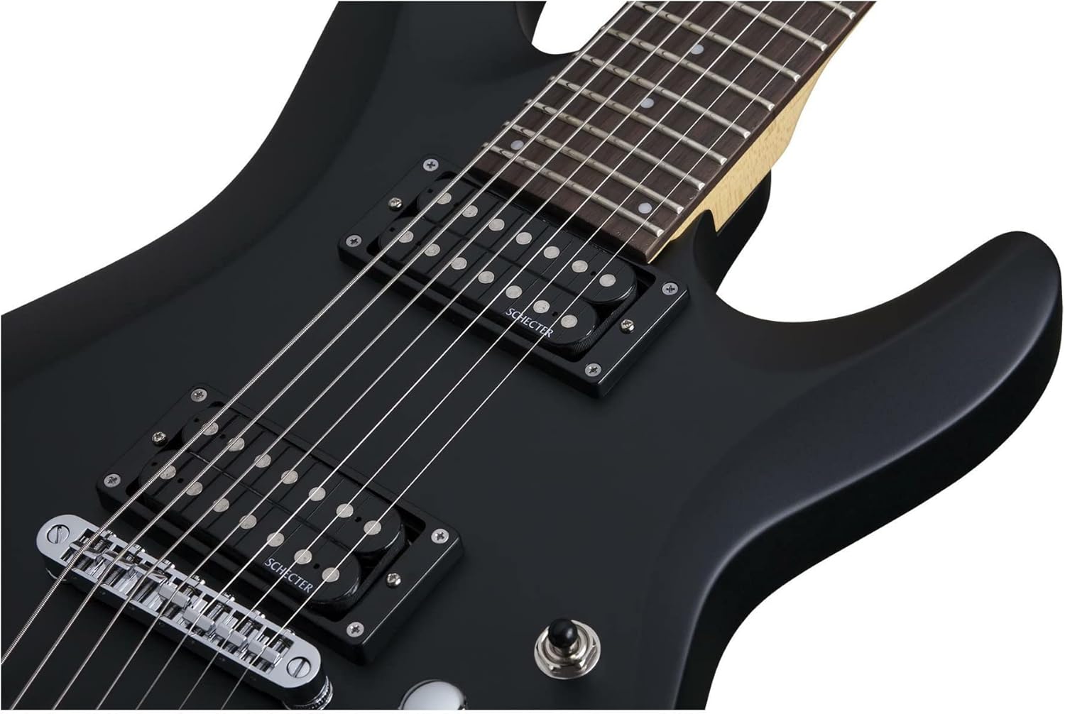 Schecter C-7 DELUXE LH Satin Black 7-String Solid-Body Electric Guitar, Satin Black