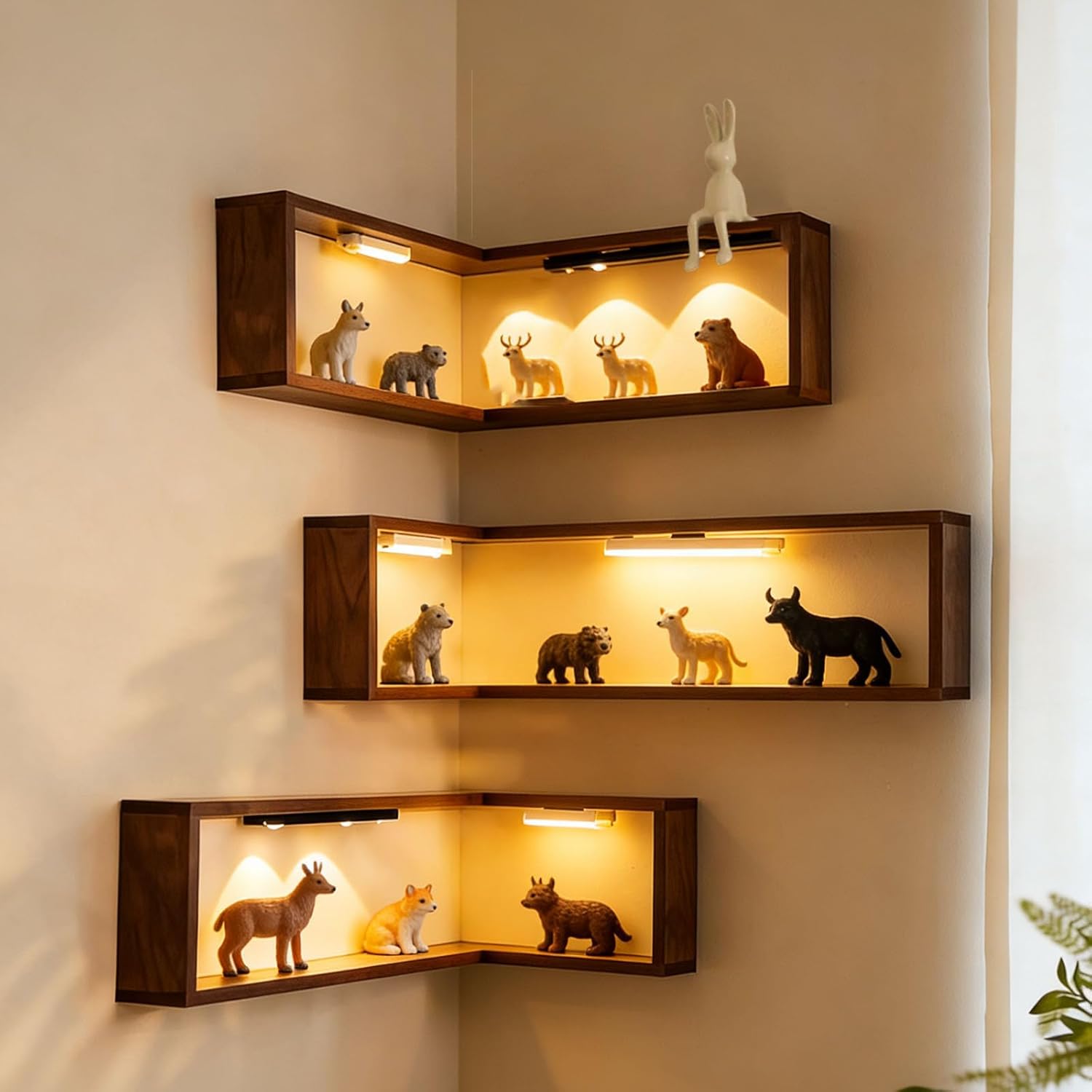 Corner Shelf Wall Mounted, That Light up Your Space, Smart Shelves with Light not Included for Figurines and Collectibles