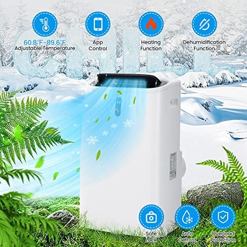 DORTALA 12000 BTU Portable Air Conditioner and Heater, 4-in-1 AC Unit with Dehumidifier, Heat, Cool, Fan, Standing AC with WiFi Smart App Control, 24H Timer, Remote Control, Cools up to 450 Sq. Ft