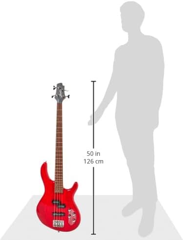 Cort ACTIONBASSPLUSTR Action Bass Plus Guitar, Trans Red