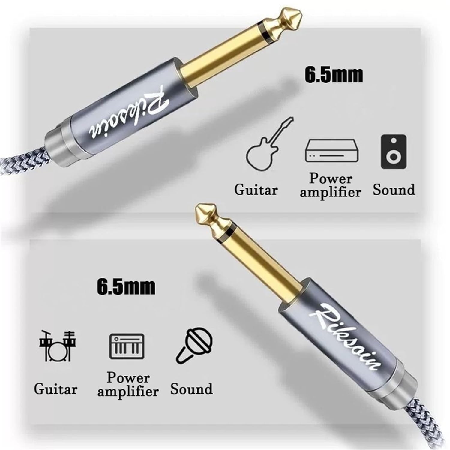 1/4 Inch Cord 6.35mm Mono Jack TS Speaker Cable 6.35 TS Guitar Instrument Cable for Guitar Electronic Drum Amplifier Audio Mixer(0.6m)