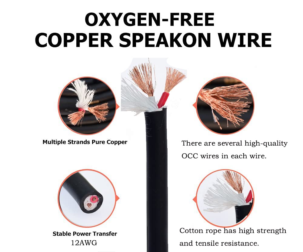 speak on 2Pack Pro Speakon to Speakon male speaker Gauge wire lock Cable Pair 15 AWG Professional Audio Cabl Cord with port Connector for para bocina de dj Stage power amplifier(2 Conductor, 66ft)