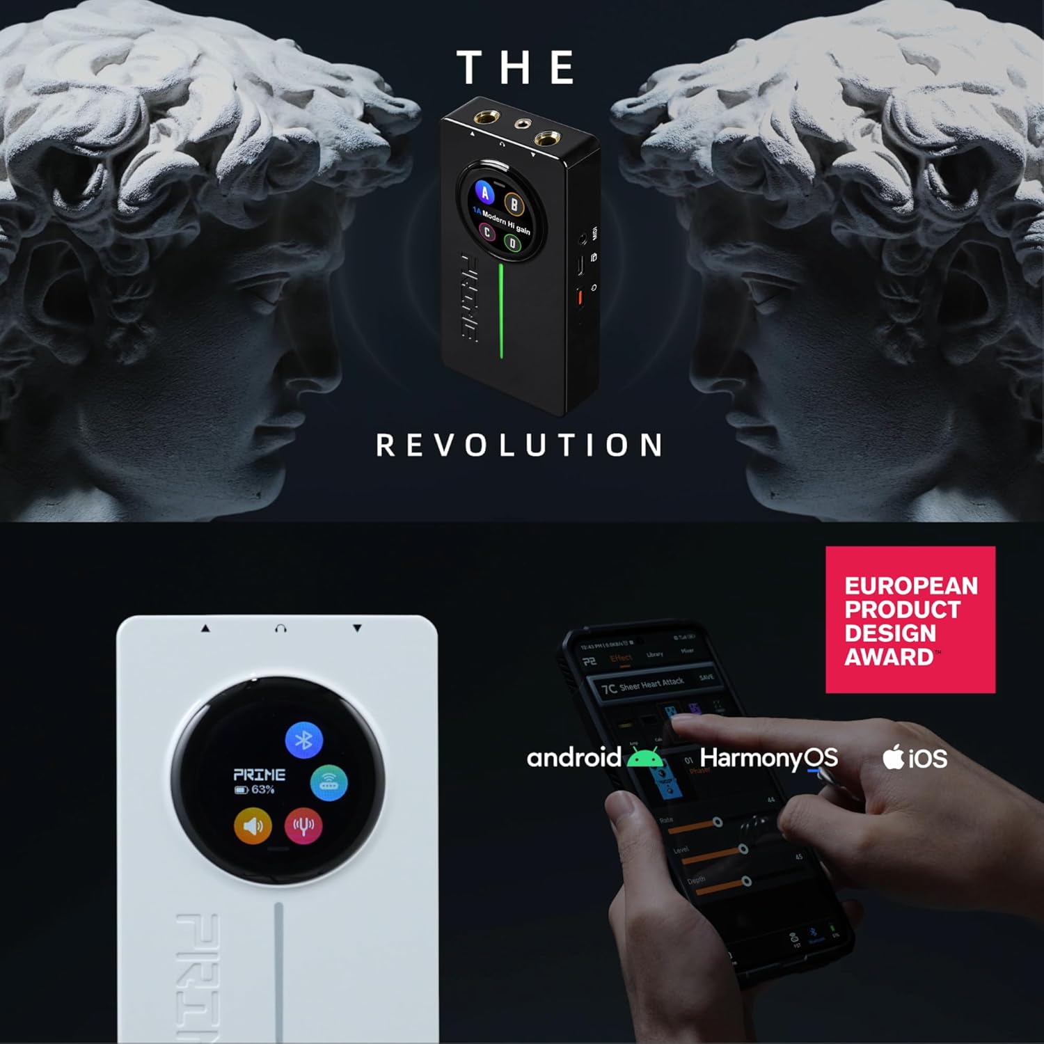 MOOER Prime P2 Intelligent Guitar Multi Effects Pedal Headphone Amp Pedal with F4 Wireless Footswitch Controller, App Editor, Clouds Share