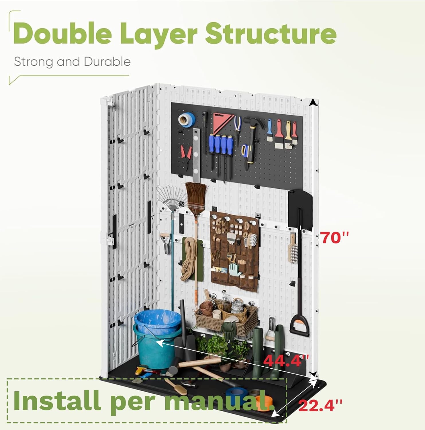 Devoko Outdoor Storage Cabinet 50 Cu Ft with Lockable Doors, Vertical Storage Shed Waterproof Patio Tools Storage Box for Sofa Cushions, Gardening Tools and Accessories (White)