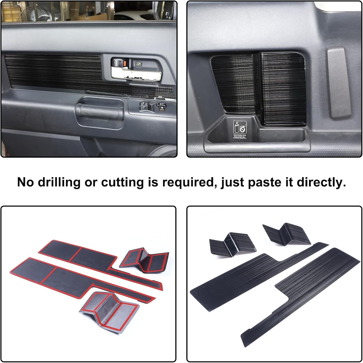 Aunginsy Car Inner Door Panel Trim Cover Compatible with Toyota FJ Cruiser 2007-2021 Car Inner Front Rear Door Look Interior Door Handle Panel Protection Cover Decorative Sticker Interior Accessories