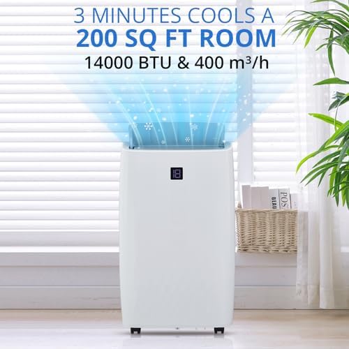 GAOMON 14000BTU Portable Air Conditioners Cool Up to 750 Sq.Ft, 4 in 1 Portable AC Unit/Dehumidifier/3 speeds fan/Sleep Mode, with Remote Control and Window Kit