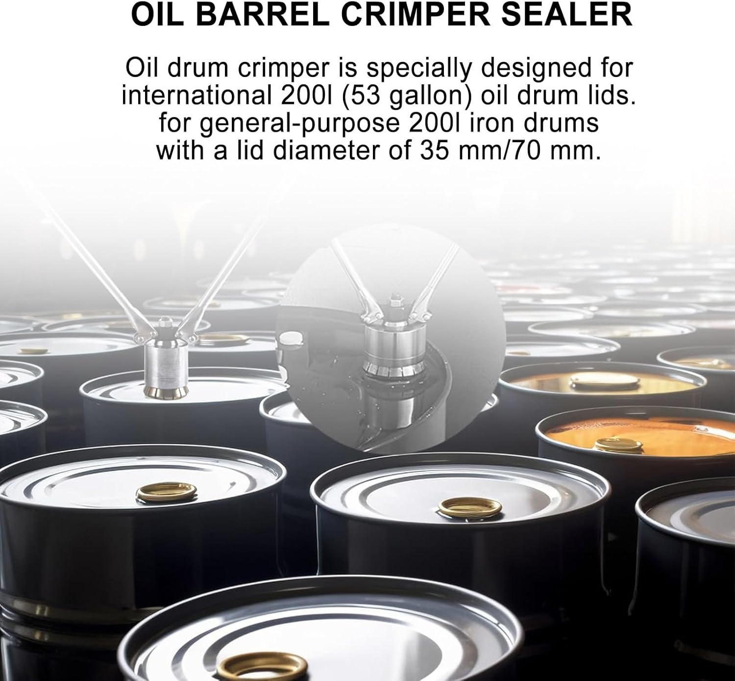 200L Oil Drum Pressure Cap Sealing Barrel Crimping Tool, 35/70Mm Oil Drum Sealing Machine, Drum Capping Sealing Machine,70Mm-35mm+70mm