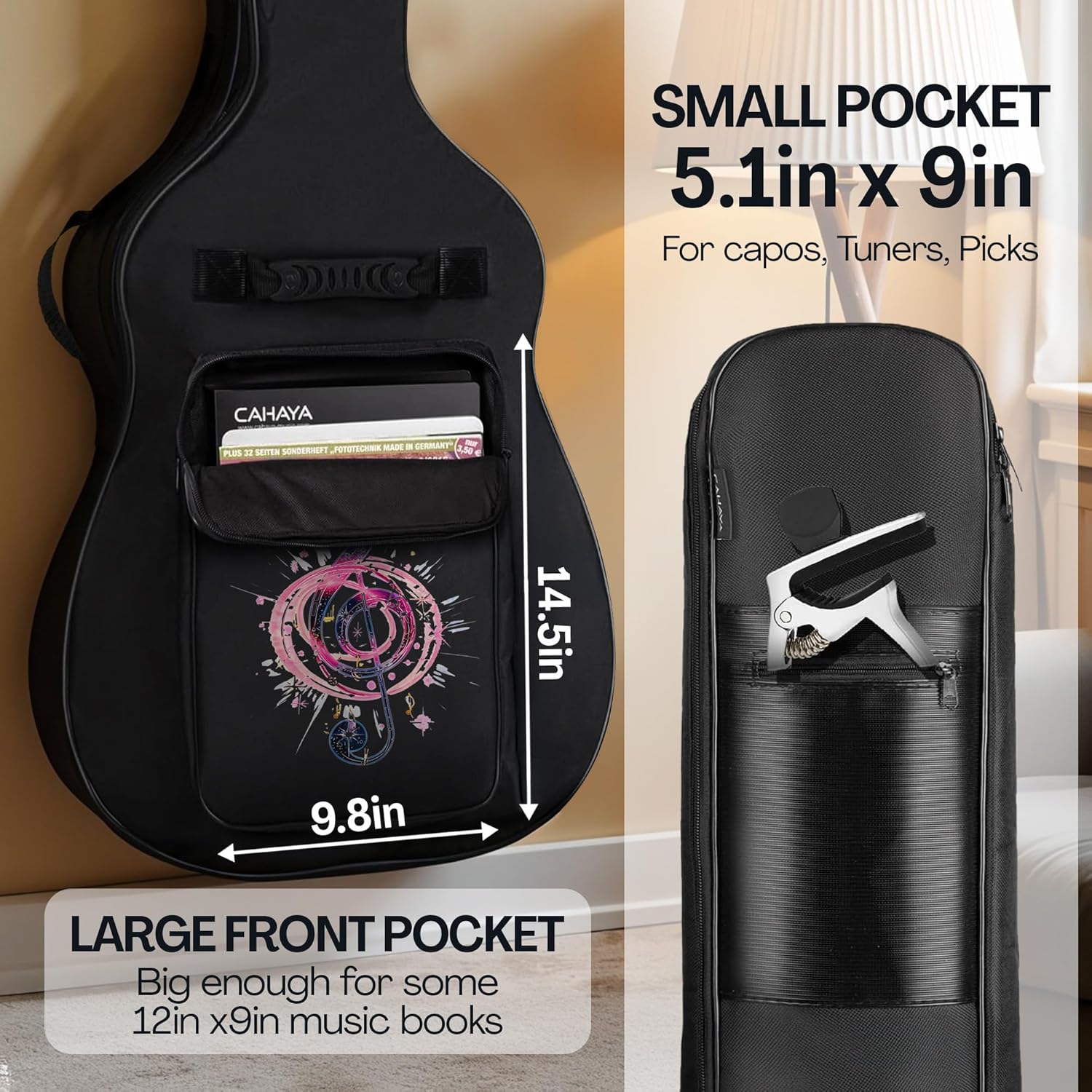 Personalized Guitar Gig Bag with Custom Name or Logo, Soft Guitar Case for Acoustic Guitar – 43.5in Water Resistant Padded Bag with Shoulder Straps, Pockets, and Shockproof Bottom, Personalized Gift