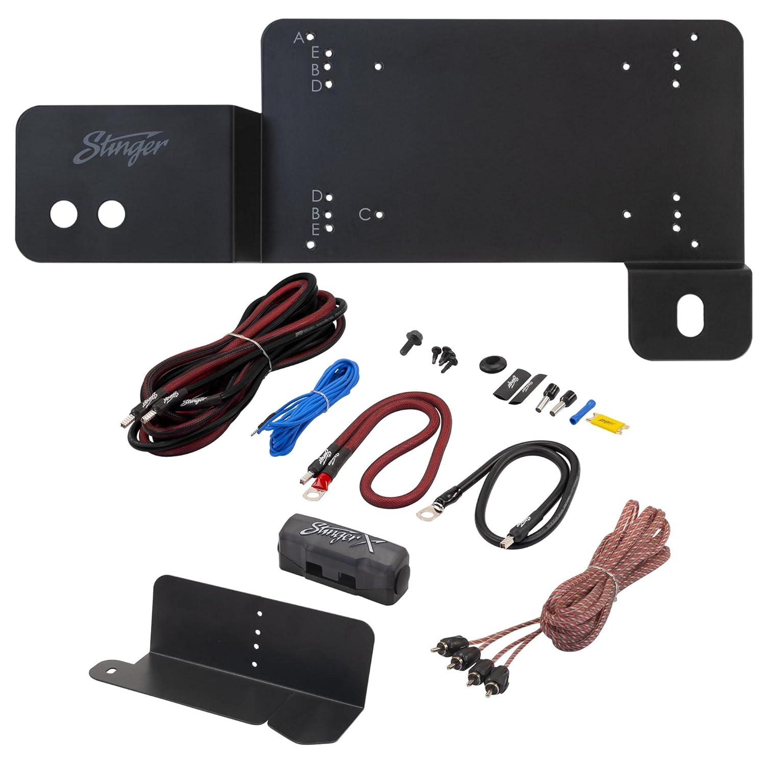Stinger BRCOAMPBRKTD Amp Bracket - Driver Side with STXKBR8 Underseat Amplifier 8-Gauge Wiring Kit Compatible with Bronco