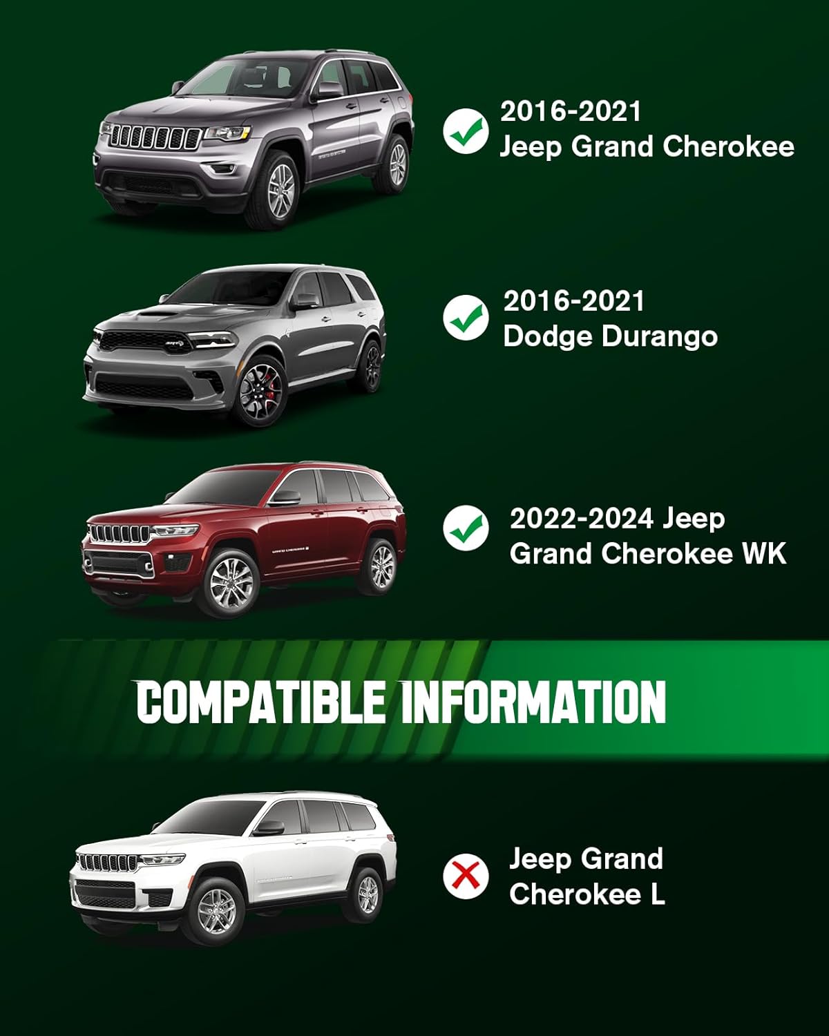 VIWIK Floor Mats for Jeep Grand Cherokee 2021-2016, Anti Slip 3D Floor Liners, TPE Waterproof Car Mats, Custom Fit All Weather Protection for Grand Cherokee SUV Accessories, Front & Rear