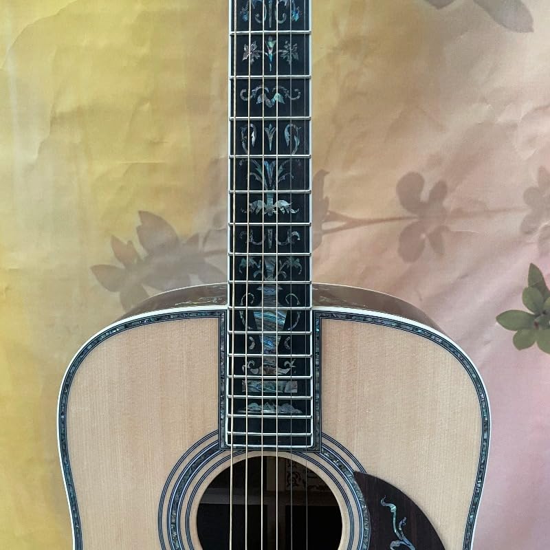 Acoustic Electric Guitar 6-String Full-Size Dreadnought with Ebony Fretboard & Flower Inlay – Custom Wood Body Acoustic-Electric Guitar for Stage, Recording & Home Practice