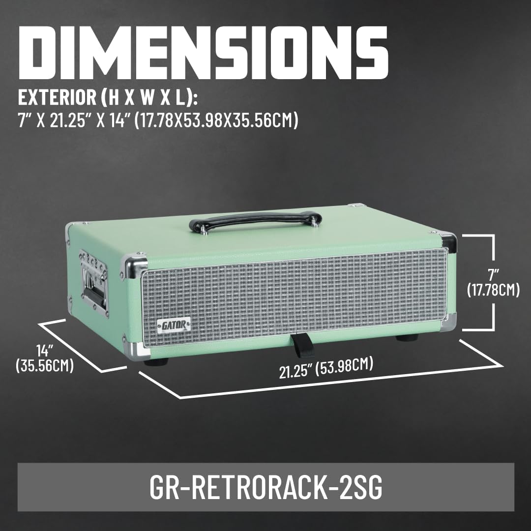 Gator GR-RETRORACK-2SG Vintage Amp Vibe Rack Case - 2U Seafoam Green