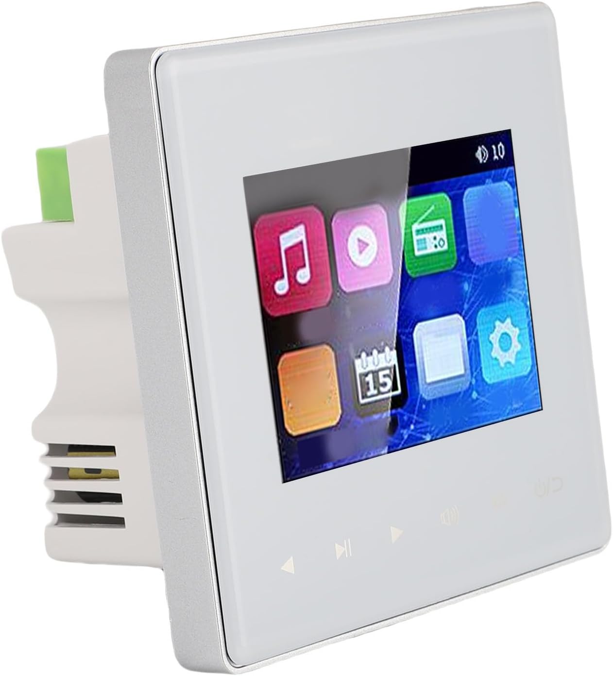 PUSOKEI Wall Mount Music Amplifier, 2.8 inch Smart Ceiling Speaker Background Music Controller with HD Touch Screen, Bluetooth, FM Radio, Timer and Multi Format Support