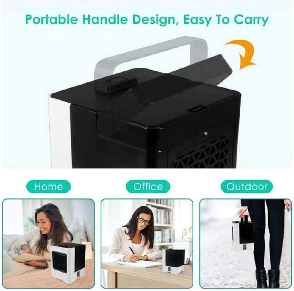 Air Conditioner Cooler Personal Air Cooler USB Coolers,Silent Air Evaporative with 375ml Water Tank,Portable LED Table Fan,Ultra-Quiet Table Fan for Home Office