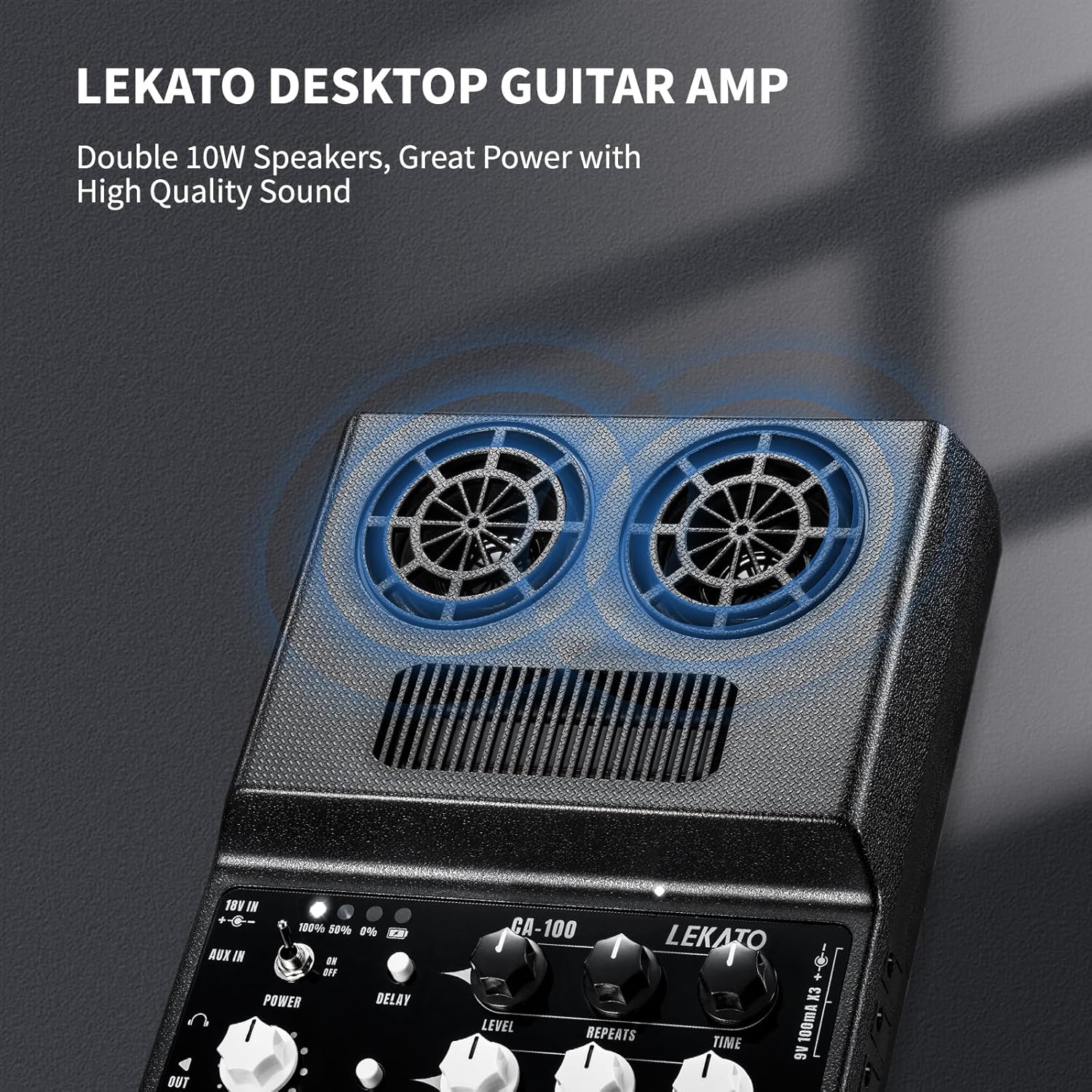 LEKATO Electric Guitar Amp, Rechargeable Guitar Amp 20W, Distortion, Delay Effect, Bluetooth, Guitar Amp Combo for Daily Practice, Travel