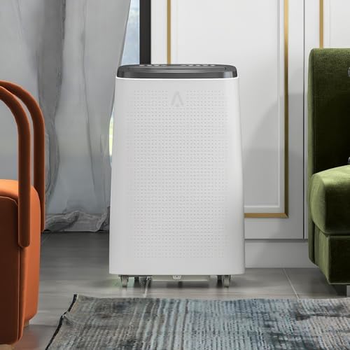 14,000 BTU Portable Air Conditioner with Remote, Cools 700 Sq.Ft In 10 Mins,3-In-1 Cooling/Dehumidifier/Fan,Ultra-Quiet 40dB, Easy Roll-Wheel Install,24/7 Timer and Smart Control, Grey Touching Top