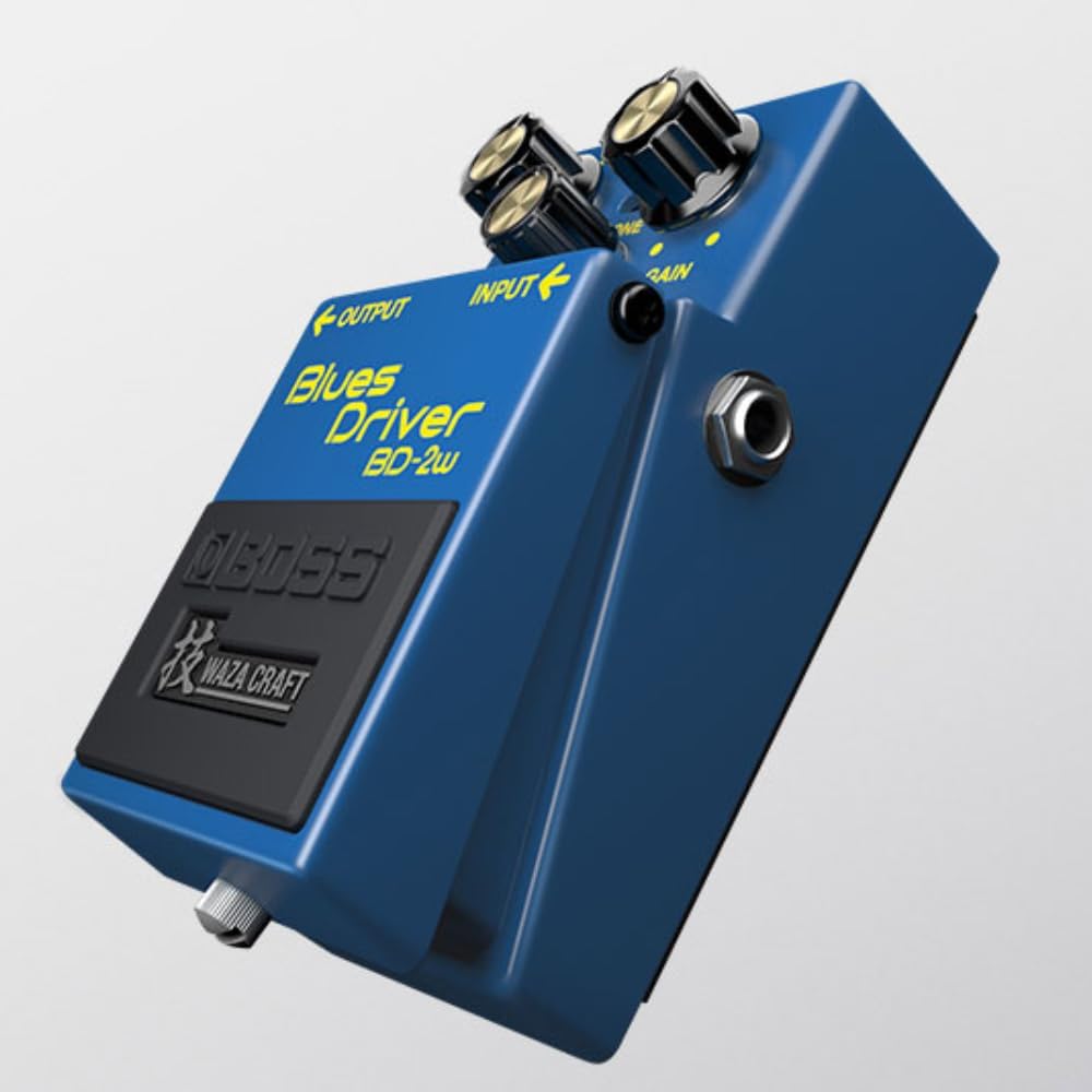 Boss BD-2W Blues Driver Pedal Bundle w/ 2-Pack Strukture S6P48 Woven Right Angle Patch Cable, Pig Hog PCH10BK 