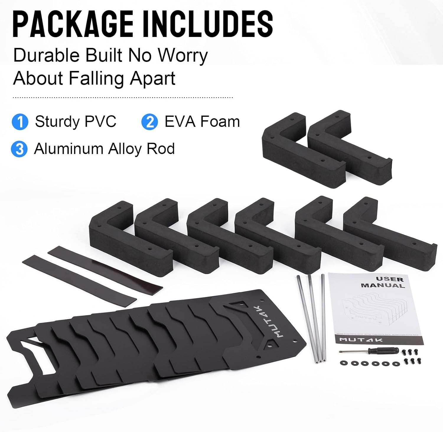 Soft Foam Pistol Rack for Gun Safe, Gun Cabinet, Durable Handgun Stand Organizer Accessories with Gun Slots, Compatible with Size Firearm, Revolver Pistols Holder