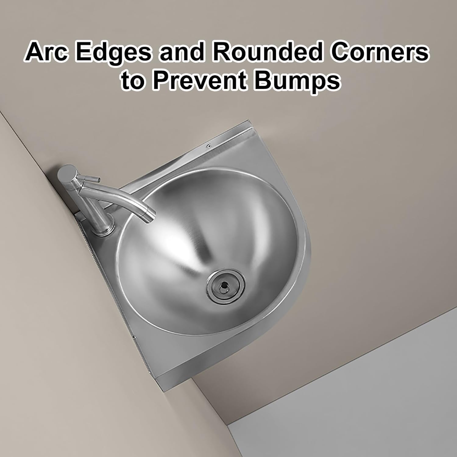 Compact Triangular Stainless Steel Wall Mount Corner Sink 12.5