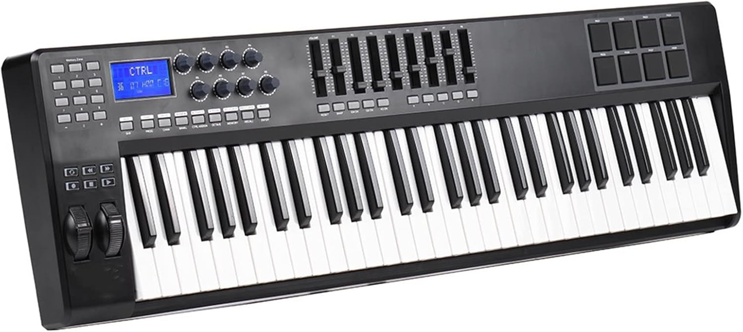 KESHUO Electric Keyboard 61 Portable 61-Key USB MIDI Keyboard Controller 8 RGB Colorful Backlit Trigger Pads