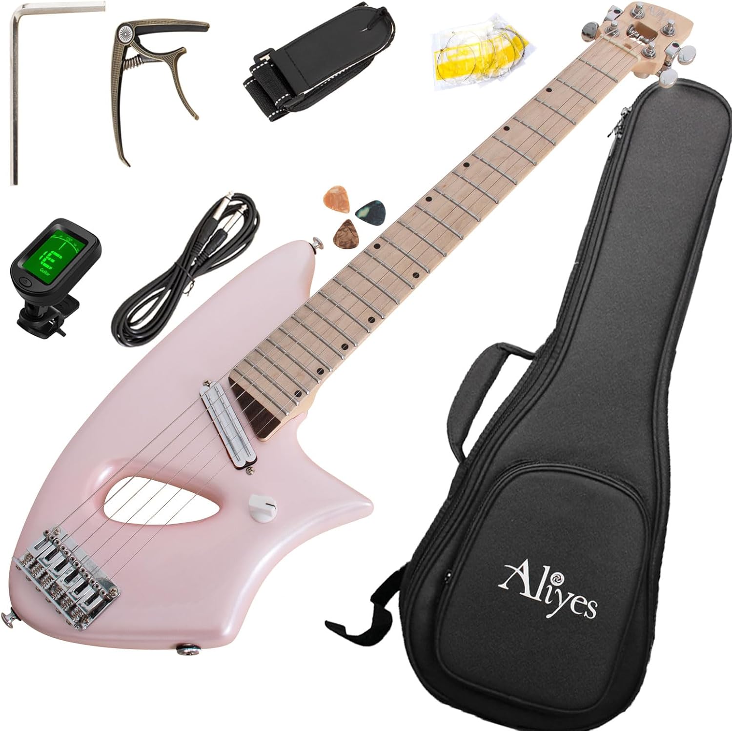 Aliyes Light Electric Guitar For Travel,Full 25 1/2