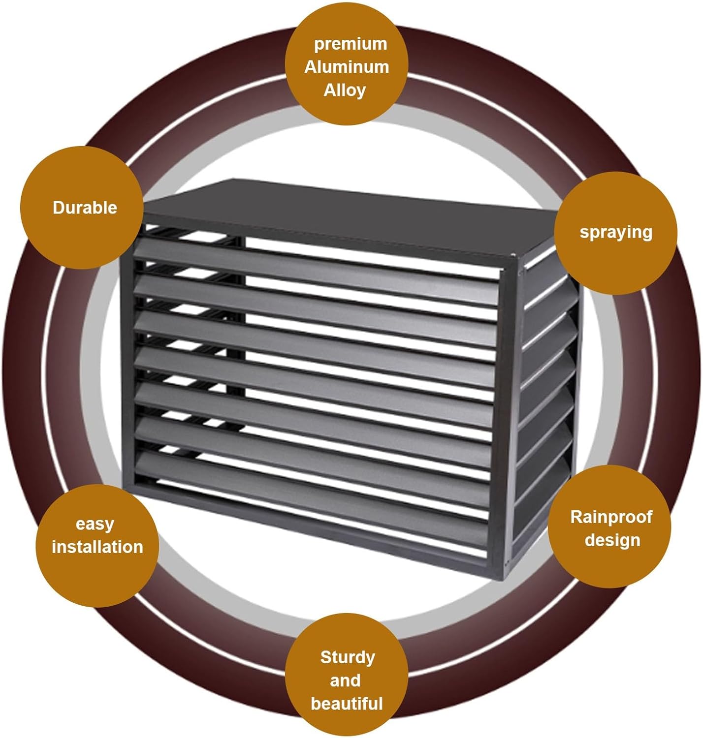 Aluminum Air Conditioner and Heat Pump Cover, air conditioner decorative cover, Noise Reduction, Outdoor Unit, Outdoor System Protection, Suitable for Outdoor Protection ( Color : White flat roof , Si