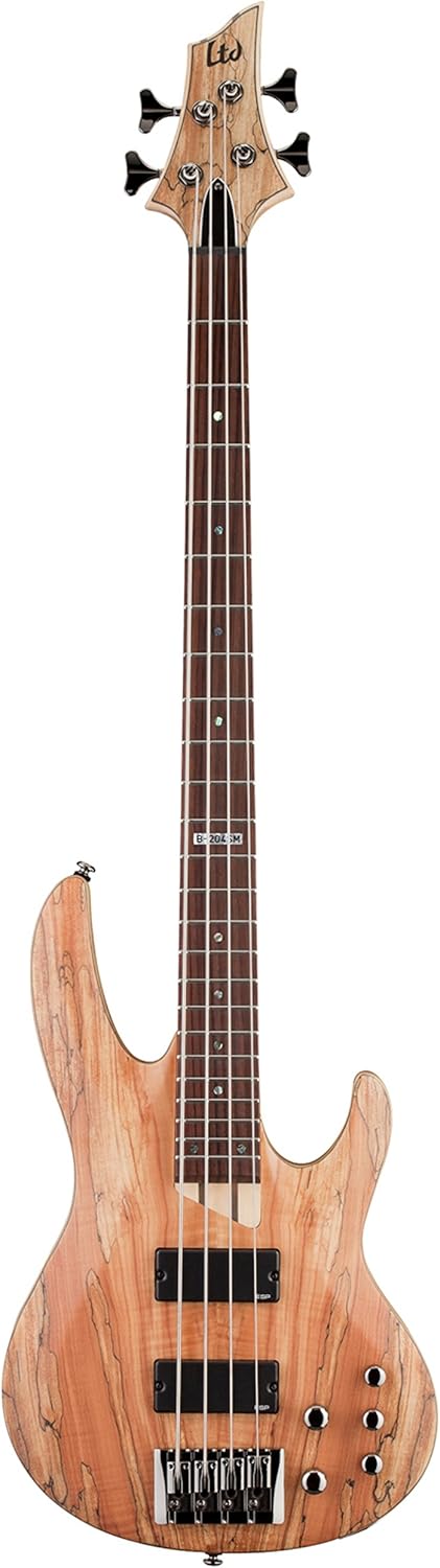 ESP LTD B-204SM Spalted Maple Bass Guitar, Natural Satin