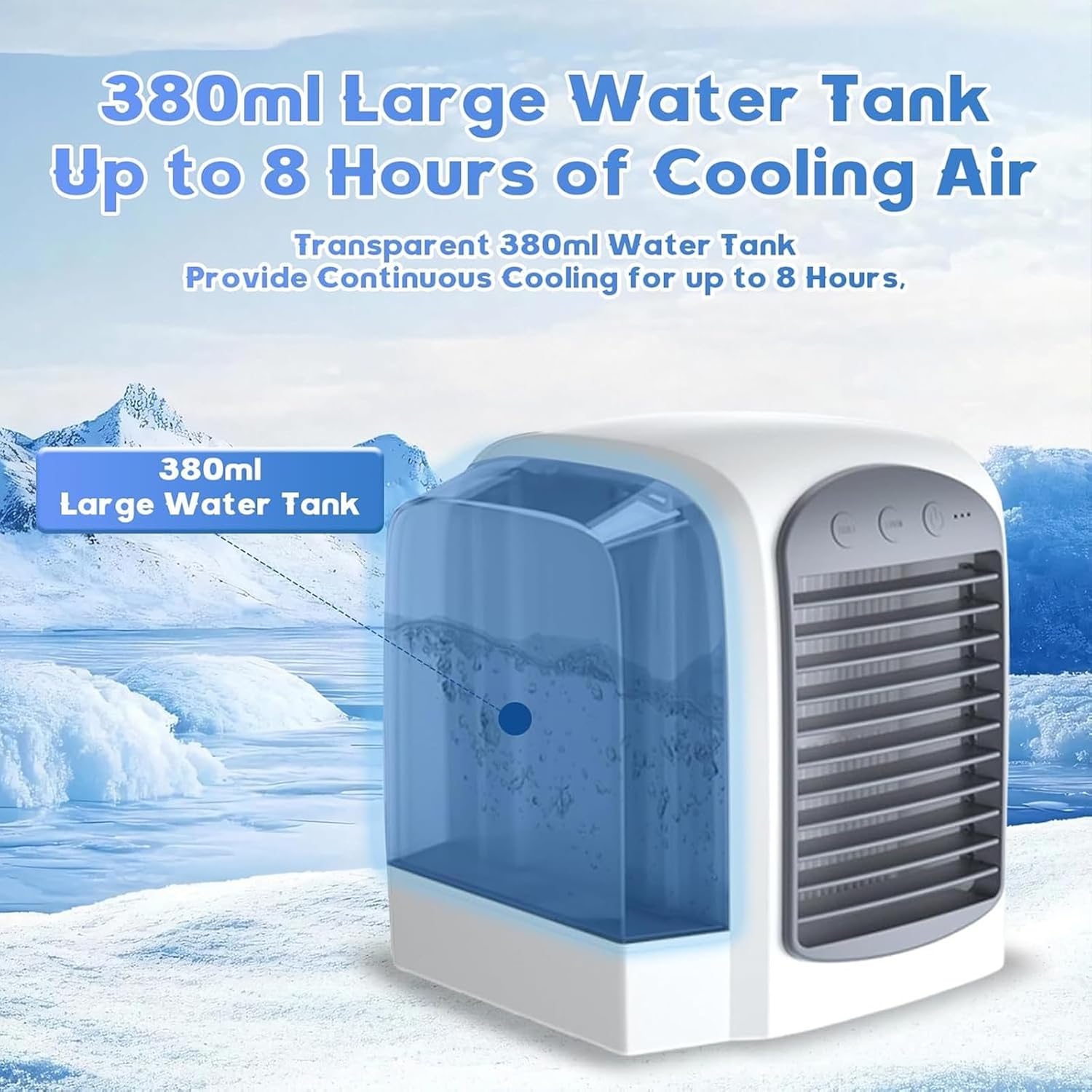 Air Conditioner, 380ml Large Water Tank, Portable Ac Cooler Water from Air Conditioner,Fast Cooling with Dynamic Ice Mist Technology,3 Wind Speeds(Blue)