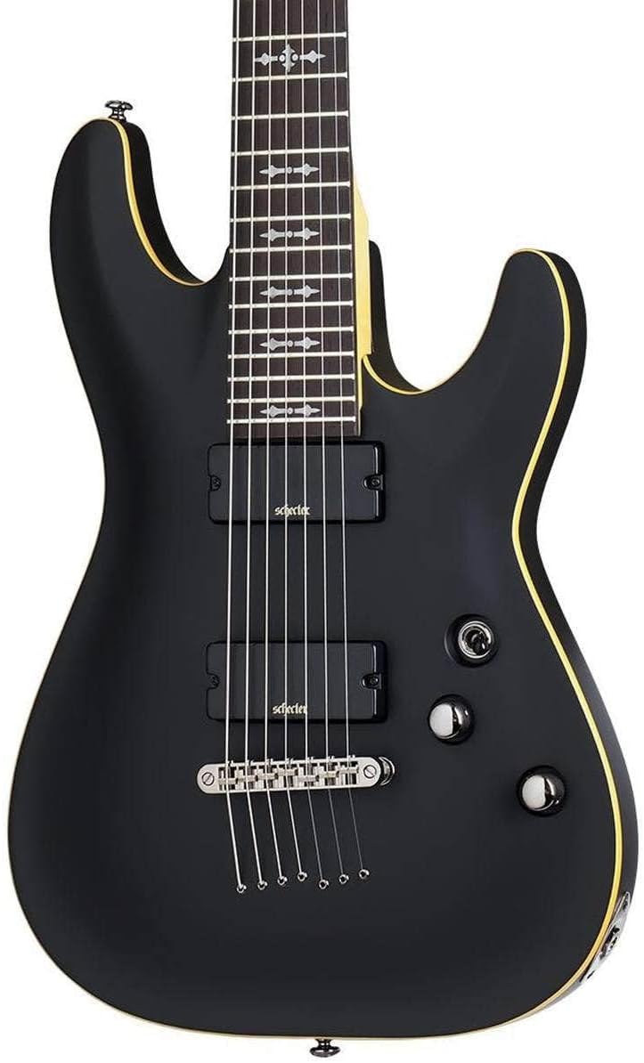 Schecter 7 String Solid-Body Electric Guitar, Aged Black Satin (3662)