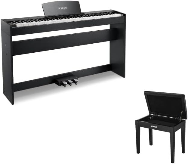 Donner DDP-50 Weighted Digital Piano+Donner Piano Bench with Storage
