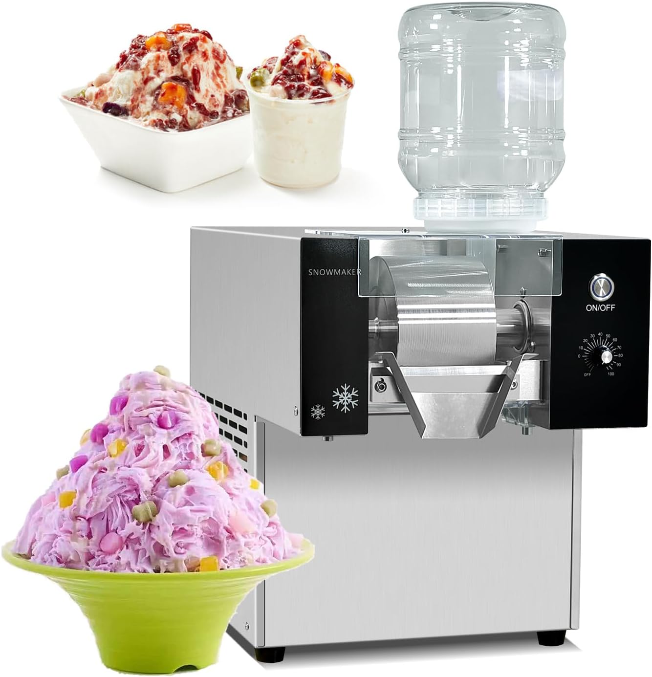 Kolice Commercial Automatic Shaved Ice Machine, 275 lbs/day Snow Cone Shaver, Snowflake Ice Machine, Air Cooling for Restaurant, Milktea Shops, Food Van, Home etc