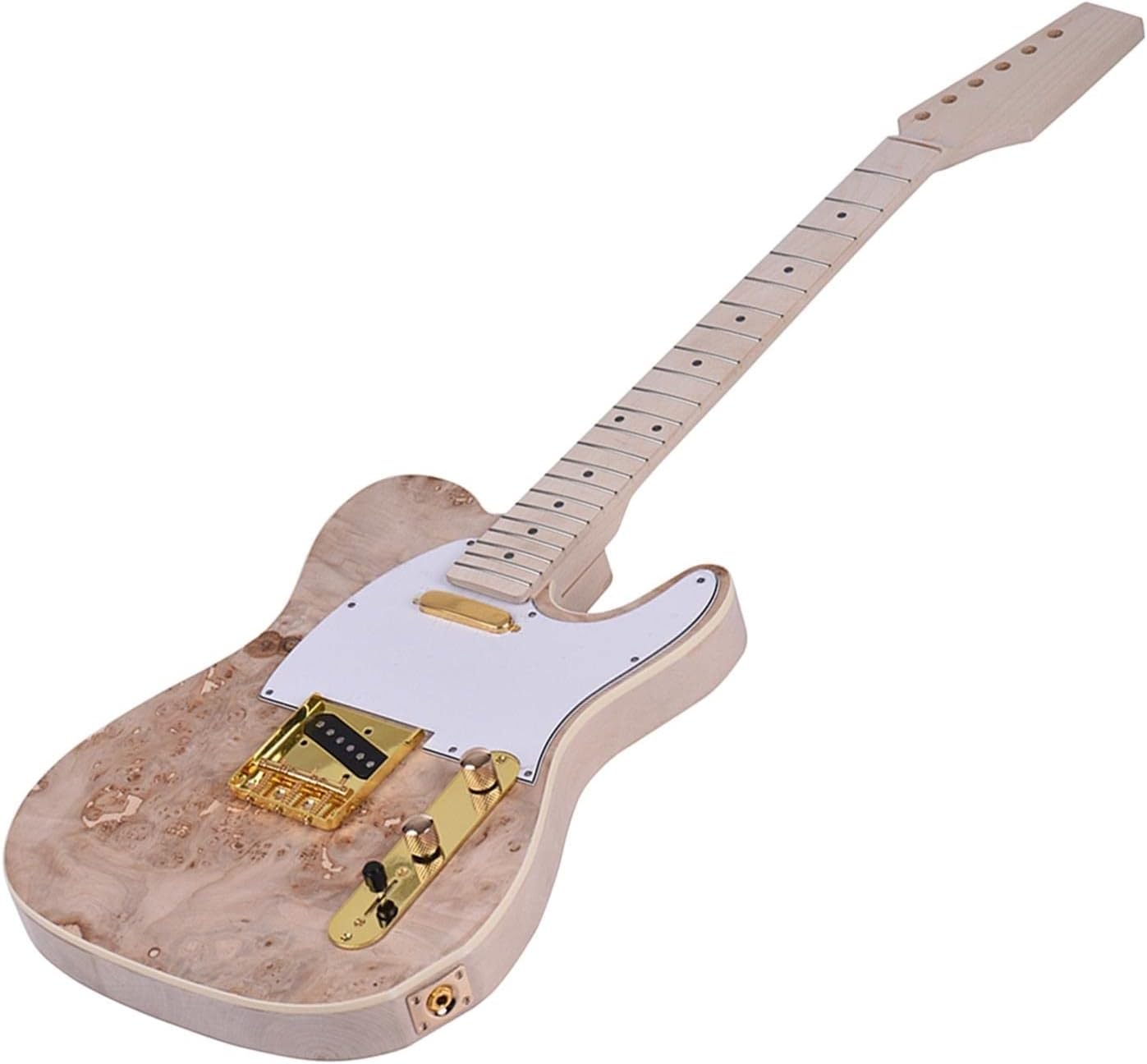 DIY Electric Guitar Kit Wood Unfinished Guitar Kit Maple Neck Replacement Set Let You Enjoy of Make A Unique Electric Guitar