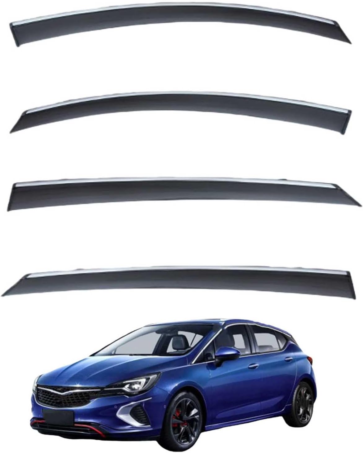 Window Deflectors for Buick Verano GS Hatchback MK2 2017-2022+, Sun Rain Guard Window Visors Vent Shades with Bright Stripes Car Accessories