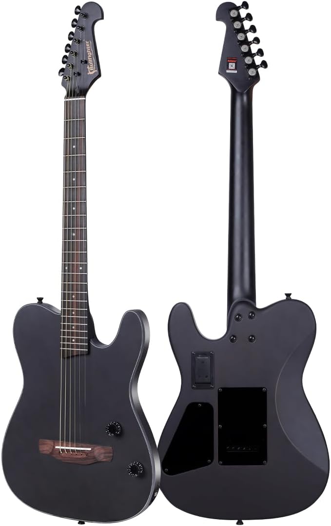 Bullfighter Silent Guitar Steel 6 String Travel Electronic Classical Portable Built in Pickups Steel Guitars Case Bag, Strap, Strings (K6)