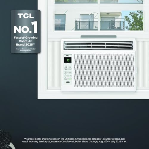 TCL 6,000 BTU Window Air Conditioner, Fan & Dehumidifier, 250 Sq. Ft., Remote Control, Easy-to-Use, Reusable Filter - H6W23W