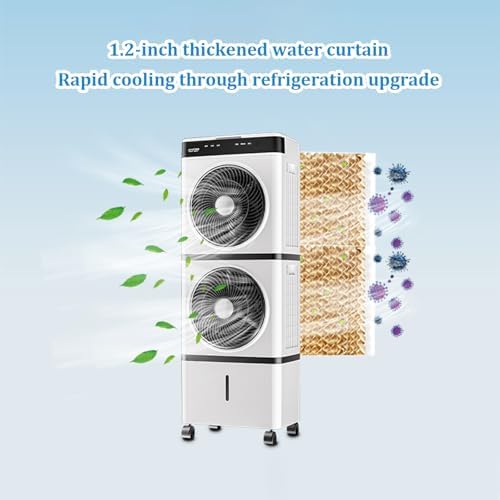 Evaporative Air Cooler,14L Large Water Tank,Three Speed Regulation Portable Air Conditioner,1-12 Hour Timer Function,for Bedrooms, Restaurants, Hotels, Gyms,(Color:Single layer remote control version)