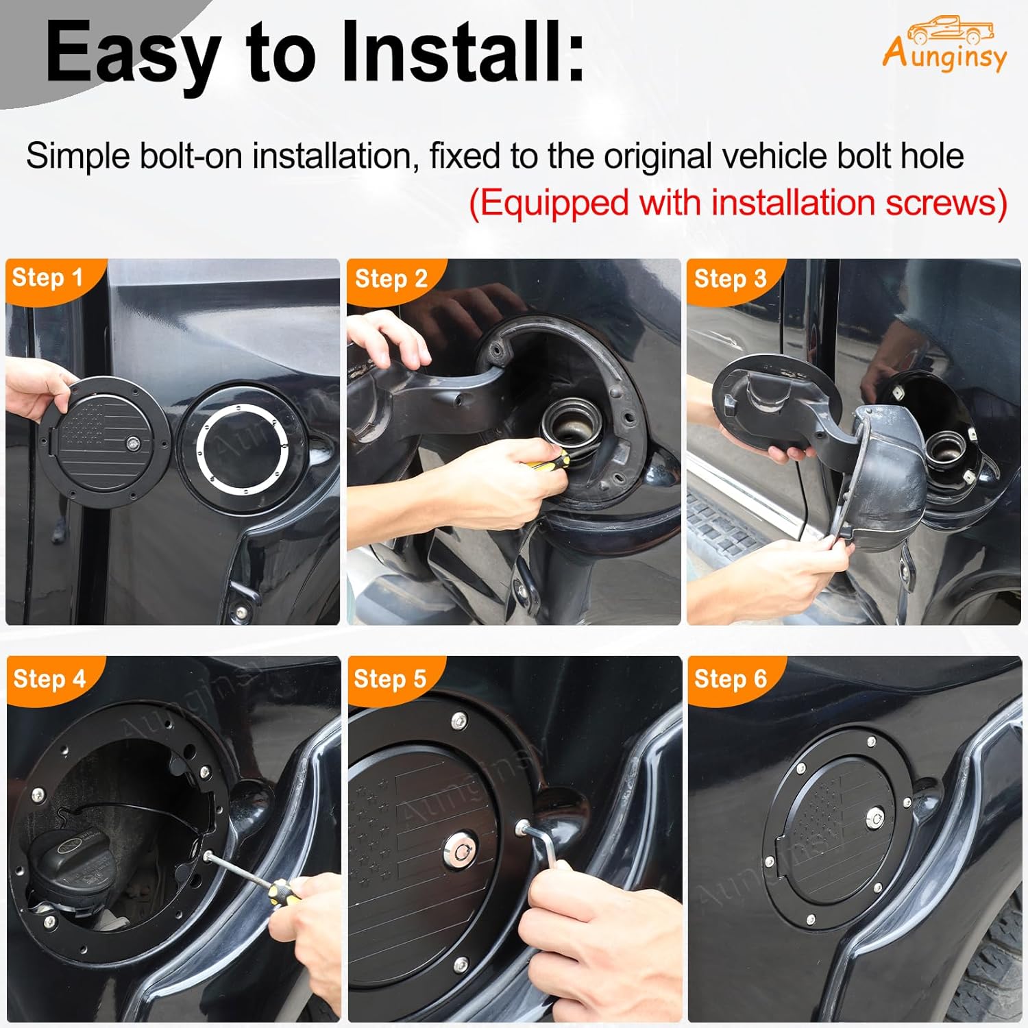 Car Fuel Tank Cap Replacement Anti-theft Lock Cap Fit Toyot@a Tundra 2007-2021 Door Fuel Tank Cover W/Lock Gas Cap Tank Trim Cover Fuel Filler Door Protector Accessories, Black American Flag Pattern