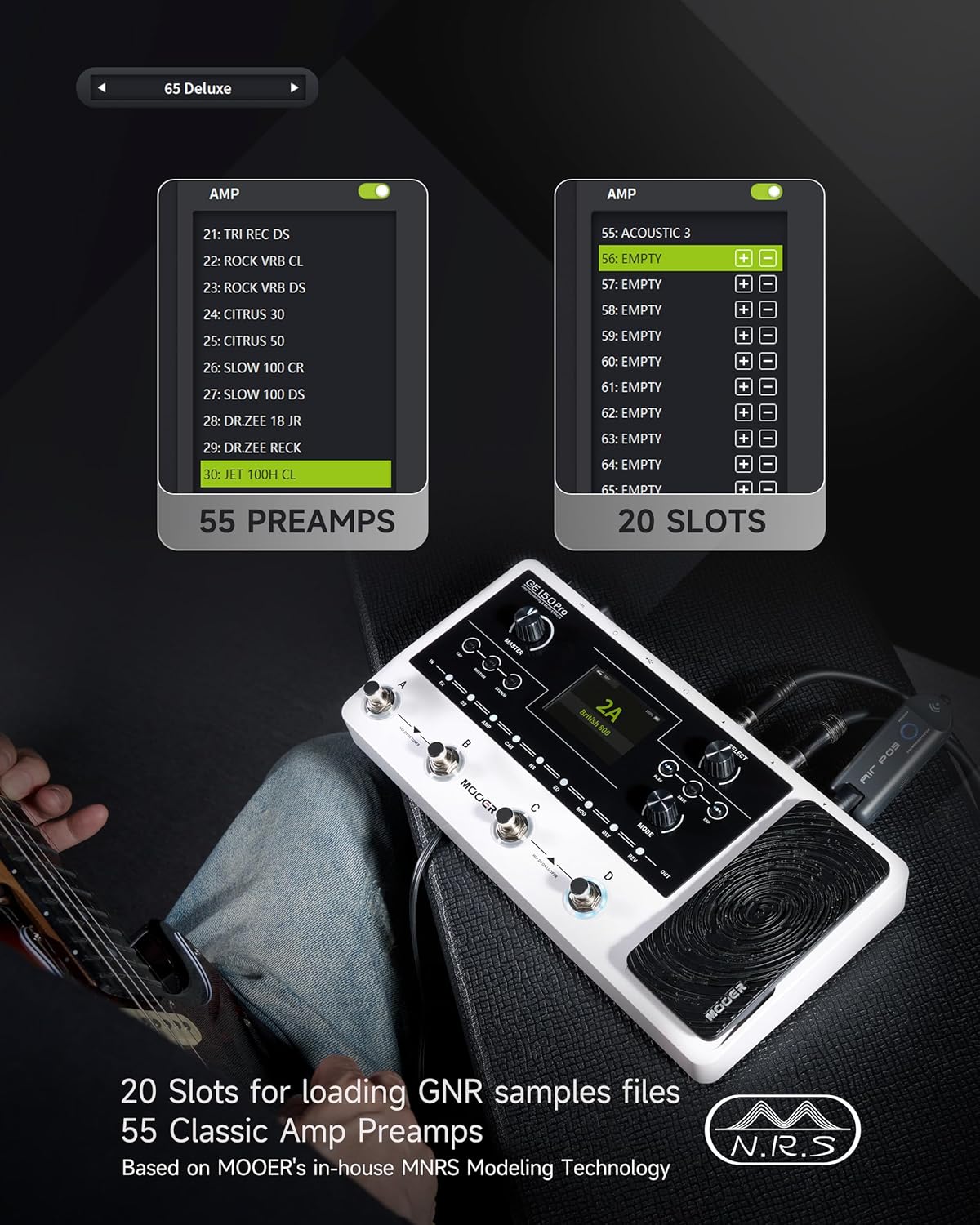 MOOER GE150 Pro Guitar Amp Modelling Multi Effects, Reverb, Delay, Looper Drum with 4 Footswiches, Expression Pedal, USB OTG Live Recording, MNRS GNR and GIR Loader