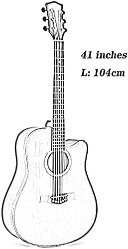 Full Size Guitar Acoustic Guitar Hand Polished Beginner Adult Travel Guitar Outdoor Music Rock Crisp Sound Matte Musical Beginner Acoustic Guitar Starter Package Student G (Beige Long)