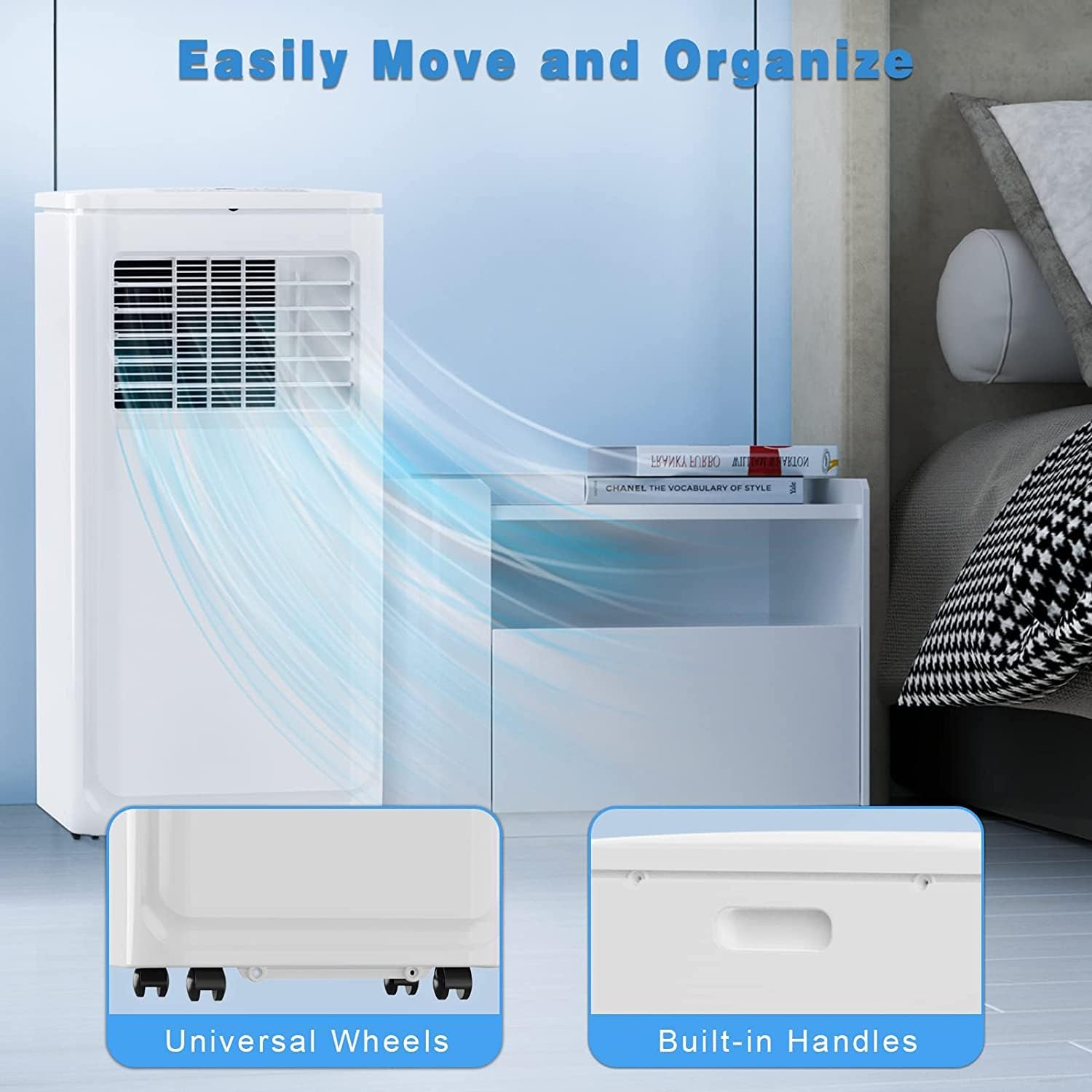 OFIKA 8000 BTU Portable Indoor Air Conditioner,Portable AC Unit for Room Up to 350 Sq.Ft,3-in-1 Room Air Conditioner with Remote Control,Digital Display,Window Mount Kit,24H Timer White (8000BTU)